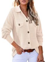 Waffle de aveia vintage feminino Shacket Astylish Knit M Waffle de aveia vintage feminino Shacket Astylish Knit M