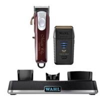 Wahl Magic Clip Cordless Vermelho Prata Bivolt Com Base Carregadora Power Station e Vanish Gold