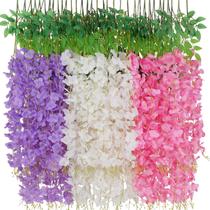Waipfaru, pacote com 12 flores artificiais para pendurar glicínias, 1,1 m Waipfaru, pacote com 12 flores artificiais para pendurar glicínias, 1,1 m