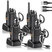 Walkie Talkie JUCJET H888S 2W, 5 milhas de alcance com fones de ouvido, pacote com 4