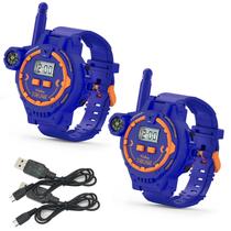 Walkie-talkie recarregável para crianças, rádio bidirecional, Walky Talky com lanterna, jogo infantil ao ar livre, interfone, jogo de brinquedo e presentes para meninos e meninas de 4 a 12 anos (azul)