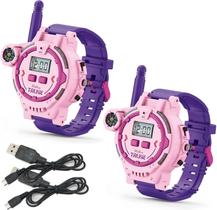 Walkie-talkie recarregável para crianças, rádio bidirecional, Walky Talky com lanterna, jogo infantil ao ar livre, interfone, jogo de brinquedo e presentes para meninos e meninas de 4 a 12 anos (rosa)