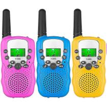 Walkie Talkies HH Kids, pacote com 3, 5 km de alcance com luz de fundo e VOX