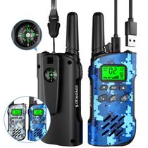 Walkie Talkies Inspireyes recarregável para crianças, pacote com 2 camuflagens Walkie Talkies Inspireyes recarregável para crianças, pacote com 2 camuflagens