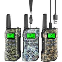 Walkie Talkies Inspireyes recarregável para crianças, pacote com 3 camuflagens