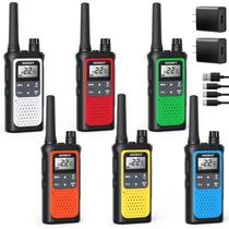 Walkie Talkies NXGKET - Rádio de 2 Vias de Longo Alcance (6 Unidades com Bateria de 1800mAh)