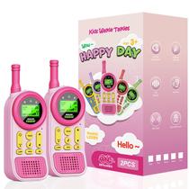 Walkie Talkies Ptnerbeh Kids 22 canais 4,8 km Alcance rosa