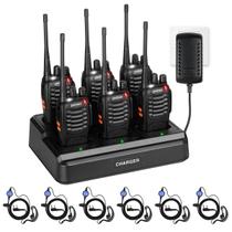 Walkie Talkies PXTON Recarregáveis - Alcance Longo - Pacote com 6 Unidades e Carregador