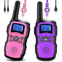 Walkie Talkies Wishouse M8 recarregável de 6000mAh, pacote com 2 unidades, rosa