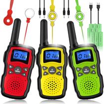 Walkie Talkies Wishouse M8 recarregável para crianças de 4 a 10 anos, pacote com 3