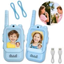 Walkietalkie Infantil Chamada De Vídeo e Voz Recarregável 300 mts Brinquedo Criança Presente Azul Educativo Divertido Walkietalkie Infantil Chamada De Vídeo e Voz Recarregável 300 mts Brinquedo Criança Presente Azul Educativo Divertido