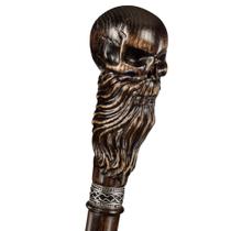 Walking Cane Asterom Bearded Skull Handle, madeira feita à mão, 91 cm