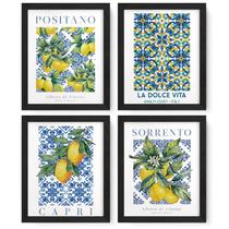Wall Art Decor JXREQ Blue Chinoiserie Lemon Italy, conjunto de 4 Wall Art Decor JXREQ Blue Chinoiserie Lemon Italy, conjunto de 4