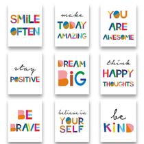 Wall Art HPNIUB Conjunto de 9 impressões motivacionais em tela 20x25cm Wall Art HPNIUB Conjunto de 9 impressões motivacionais em tela 20x25cm
