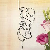 Wall Art Metal Minimalist Facial Line 55x20cm Black Iron Wall Art Metal Minimalist Facial Line 55x20cm Black Iron