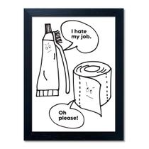 Wall Art Senlifa Art Funny Banheiro emoldurado em preto e branco