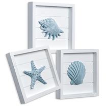 Wall Art TideandTales Blue Seashells and Starfish, conjunto de 3 Wall Art TideandTales Blue Seashells and Starfish, conjunto de 3