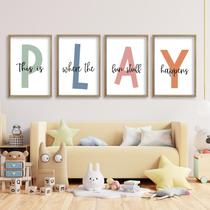 Wall Art Tqianjiang Kids Playroom 28x41 cm Conjunto de molduras de madeira