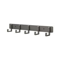 Wall Hook Rack Space Alumínio Adesivo de 5 ganchos cinza
