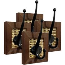 Wall Hooks Autumn Alley Rustic Rattan Design Wooks, conjunto de 4 Wall Hooks Autumn Alley Rustic Rattan Design Wooks, conjunto de 4