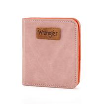Wallet Wrangler Wrangler, pequena, rosa com forro RFID e bolsa de moedas Wallet Wrangler Wrangler, pequena, rosa com forro RFID e bolsa de moedas