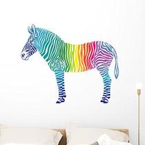 Wallmonkeys Rainbow Zebra Wall Decal Peel e Stick Gráfico (36 em L x 30 em H) WM145842
