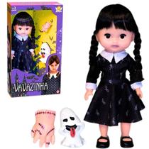 Wandinha Addams Boneca Vavazinha 31cm Articulada + Mãozinha E Fantasminha Vandinha Anjo Brinquedos