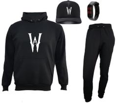 Wandinha Conjunto Moletom + Relógio E Boné Lançamento Netflix