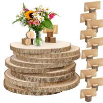 Wanwanzi, 10 peças de fatias de madeira de 20-23 cm com suportes e cartões