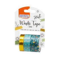 Washi Tape Fita Adesiva Decorativa Shine BRW Kit com 3 Unidades