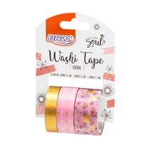 Washi Tape - Shine Rosa - 10/15/20 x 3m - Blister c/ 3u unidades