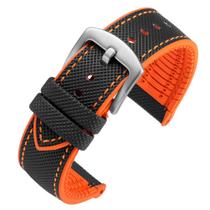 Watch Band watchdives Nylon Rubber 20 mm/22 mm Preto Laranja