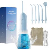 Water Flosser VOLTLEAP para adultos com tanque de 320 mL e 4 pontas azuis