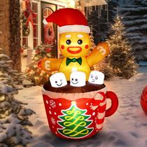 WBHome Gingerbread Man inflável de Natal de 1,5 m com luz LED