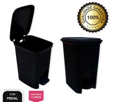 WE DROP - Lixeira com Pedal Trama Rattan 7 litros Preta