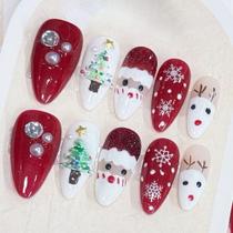 Wearable Nail Art BJR Christmas em forma de amêndoa, 24 unidades Wearable Nail Art BJR Christmas em forma de amêndoa, 24 unidades