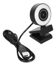 Webcam 1080p Anel Luz Led Microfone Ring Light Usb Gira 360º Foto Filmagem videos - DFJN