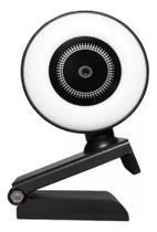 Webcam 1080p Anel Luz Led Microfone Ring Light Usb Gira 360º
