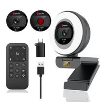 Webcam Angetube 2K Streaming com anel de luz, controle remoto e capa Webcam Angetube 2K Streaming com anel de luz, controle remoto e capa