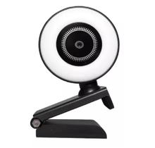 Webcam Câmera 1080p Arco Anel Luz Led Microfone Ring Light USB Gira 360º Computador Notebook - DFJN