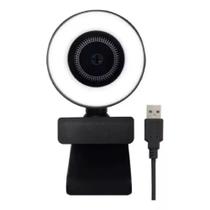 Webcam Câmera 1080p Arco Anel Luz Led Microfone Ring Light USB Gira 360º - Prime