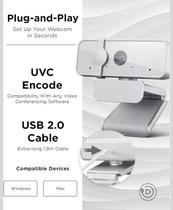 Webcam Lenovo 300 Full HD Com 2 Microfones Integrados 1080p 30fps USB Cinza Claro