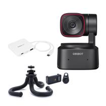 Webcam OBSBOT Tiny 2 Lite AI 4K PTZ com Tripé e Hub Webcam OBSBOT Tiny 2 Lite AI 4K PTZ com Tripé e Hub