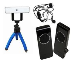 Webcam Para Video Conferência Microfone Tripé Caixa Som