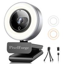 Webcam PixelForge 2K com microfone, luz e capa de privacidade Webcam PixelForge 2K com microfone, luz e capa de privacidade