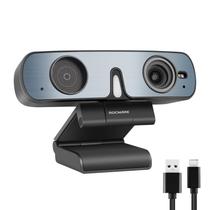 Webcam ROCWARE RC28 1080P 60FPS com microfone cardioide e omnidirecional
