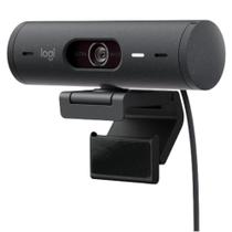 Webcam + Suporte Logitech Brio 500 Full HD, 1080p, 30 FPS, com Microfones Duplos