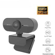 Webcam USB 1080P FHD Com Microfone Para Laptop E Desktop, Lente Grande Angular Para Aulas Online E