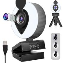 Webcam Ziqarr FHD 1080p All-in-One com luz e microfone