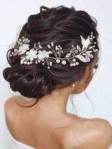 Wedding Hair Vine Unicra Bride Silver com pérolas para mulheres Wedding Hair Vine Unicra Bride Silver com pérolas para mulheres